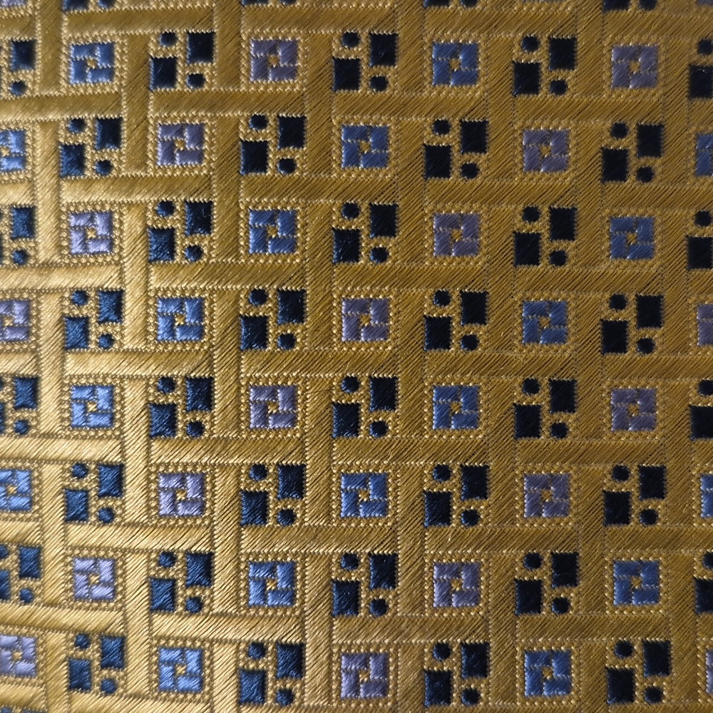 nwt $70 JOS A BANK Woven silk geometric tie blue yellow Square Print neckwear